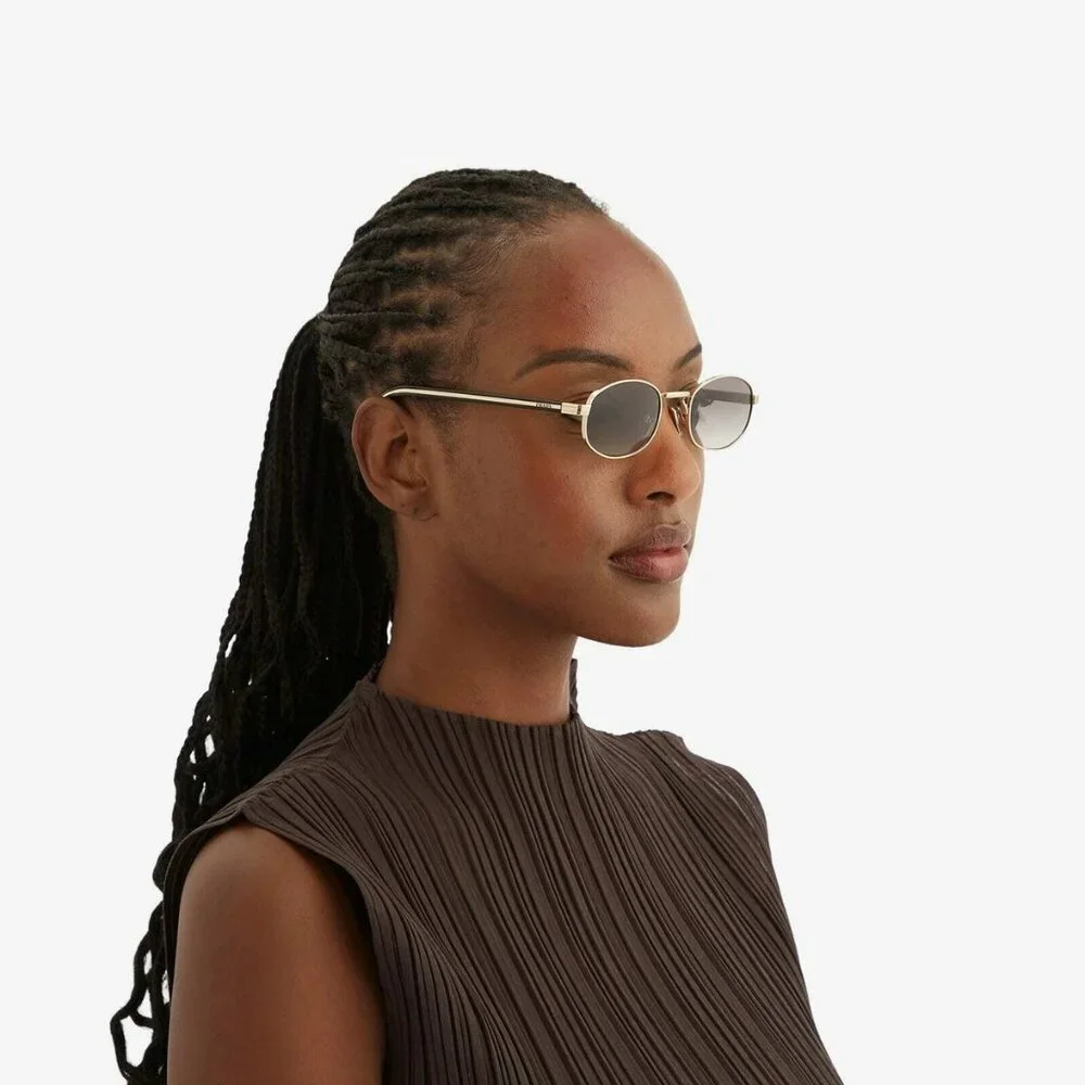Prada Sunglasses – Silver Oval Frame Gradient Brown Lenses | Model PRB53S 1BC80K